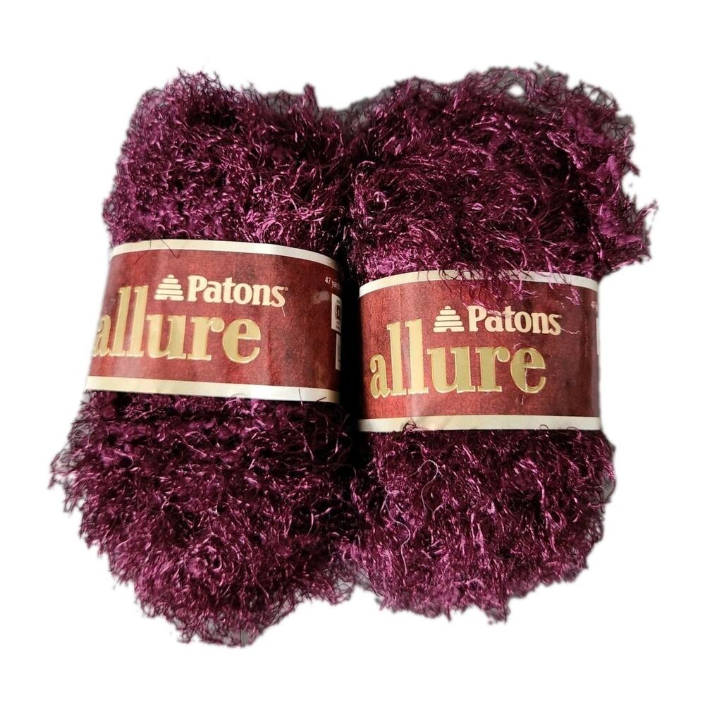 Patons Allure Yarn Ruby Fuzzy Novelty Textured Bulky 5 Lot of 2 Skeins